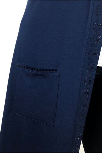 MİSS BEYZA Navy Blue Combed Cotton Daily Long Vest