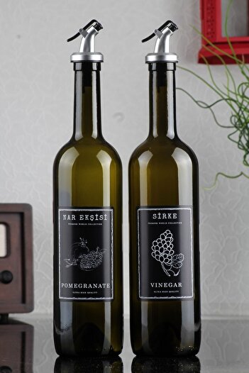 incili home Marasca Set of 2 Vinegar and Pomegranate Syrup Bottles