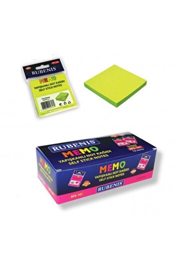 Rubenis Adhesive Note Paper 76x76 Mm Highlighter Green Rps-103