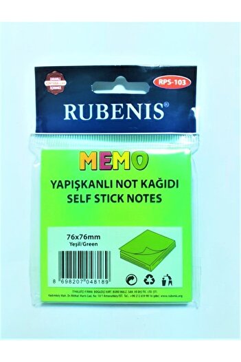Rubenis Adhesive Note Paper 76x76 Mm Highlighter Green Rps-103