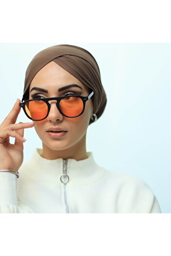LOOKUP Unısex Kadın Erkek Turuncu Siyah Güneş Gözlüğü Uv400 Korumalıdır