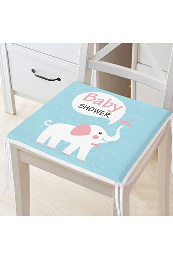 Realhomes Дитяча кімната з особливим дизайном на тему «Baby Shower» на блакитному тлі, подушка для стільця на блискавці