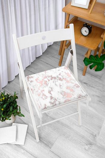 Realhomes Digital Printed Zippered Chair Cushion with Marble Floor