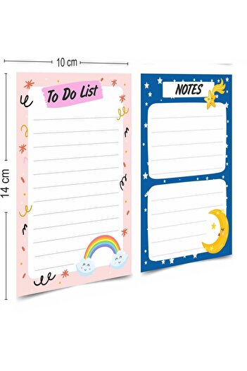 Mapi Notepad - Memo Pad Set of 4 (cloud, Spring, Moon and Rainbow Themed Notes To Do List) (10-14 Cm)