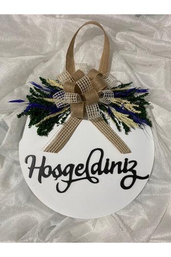 HOBİ55 Στολίδι Ξύλινη Πόρτα Λουλούδι Λευκό 30εκ