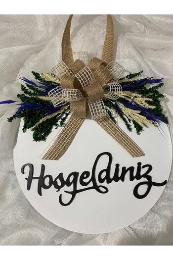 HOBİ55 Στολίδι Ξύλινη Πόρτα Λουλούδι Λευκό 30εκ