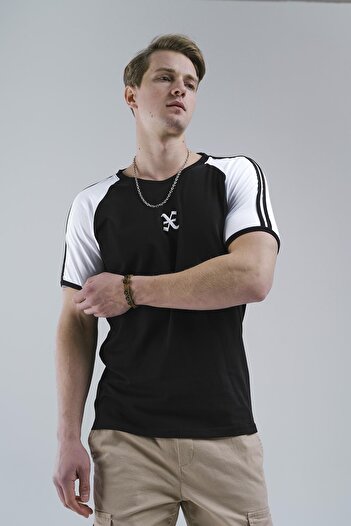 Oksit Linus Slim Fit Lycra Shoulder Stripe Men's Tshirt