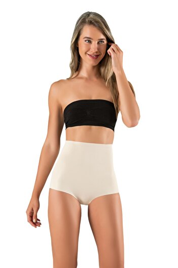 PROSLİM Women's Skin High Waist Silip Corset Laser Cut Gathering Seamless Non-Marking Silicone