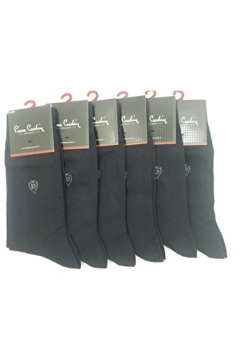 Pierre Cardin Men's Anthracite 6 Pairs Modal Seamless Embroidered Socks