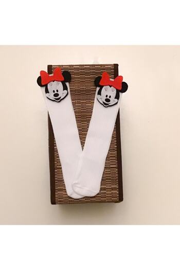 Sude Baby Girl Black Mickey Figured Knee Socks Mickey Mouse