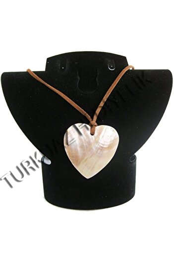 evinizdeki okyanus esintisi turkuaz hediyelik Mother of Pearl Shell Necklace - Brown Heart