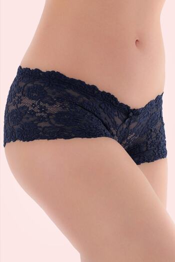 4S1B FASHION Бразильські еластичні мереживні чорні боксерські труси Black Lace Panty