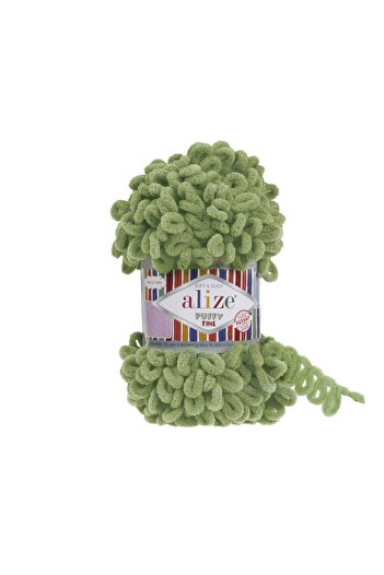 Alize Puffy Fine Hand Knitting Rope (Pack of 5) - 485-Turtle Green
