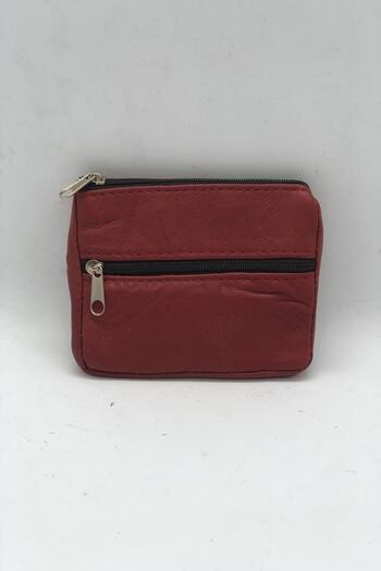 MENİSE Red Genuine Leather Coin Holder