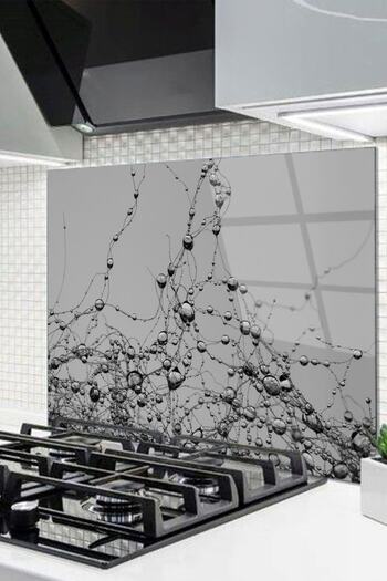 Olinpa 76X49,5 cm Glass Stove Back Protector Countertop Built-In Back Protector |   Gray Water Drop