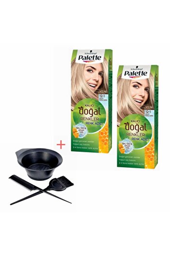 Palette Kalıcı Doğal Renkler 12-1 Küllü Buzul Sarı X 2 Adet+boyama Seti