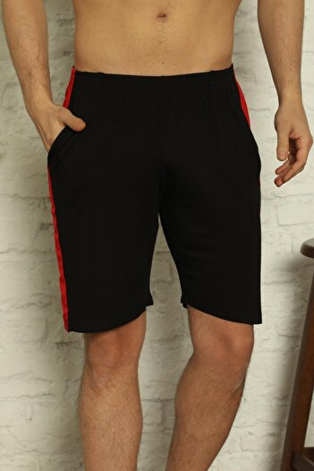 Pijamaevi Siyah Erkek Slim Fit Tek Alt Şort & Bermuda