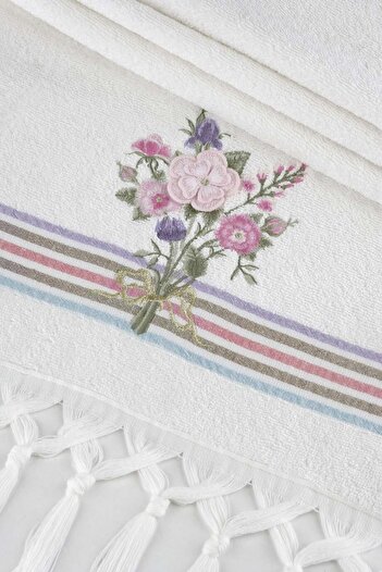 Arliva Home Asuman Embroidered Towel Ecru 50X80