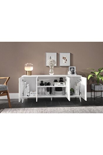 WENCE Sigma Çok Amaçlı Beyaz Mdf Konsol - Tamamı 1. Kalite Mdf