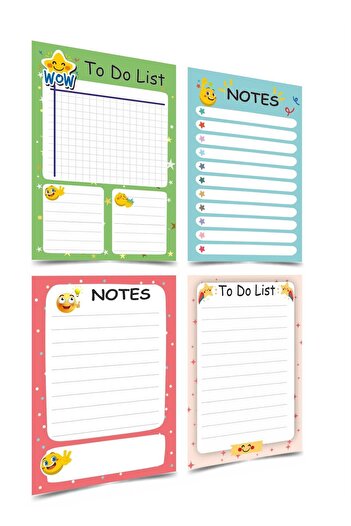 Mapi Note Holder - Memo Pad Set of 4 (emoji Star Themed Notes To Do List) (10-14 Cm)