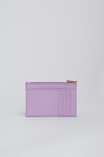Çantacımstore Women's Crocodile Skin Look Faux Leather Card Holder Wallet Lilac