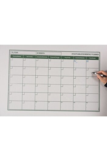 Kağıt Tahta 85cm-56cm Aylık Plan Çizelgesi (mini)