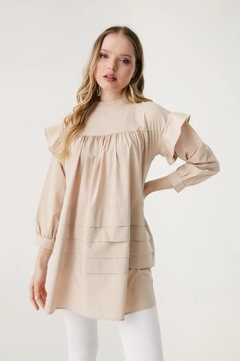 VERA LİFE Flounce Sleeve Detailed Layered Women's Hijab Tunic