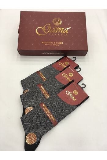 Gama Çorap 3 Pieces Mercerized + Bamboo Mixed 100% Natural Nylon-Free Patterned Summer Thin Men's Socks