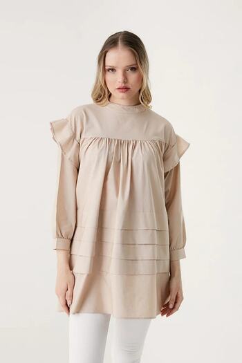 VERA LİFE Flounce Sleeve Detailed Layered Women's Hijab Tunic