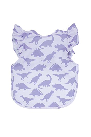Modakids Dino Patterned Girl's Short Sleeve Liquid Proof 2-5 Years Old Nutrition and Activity Apron Model
