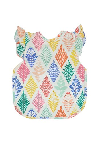 Modakids Leaf Patterned Summer Short Ruffle Sleeve Liquid Proof Baby Girl Food Activity Bib