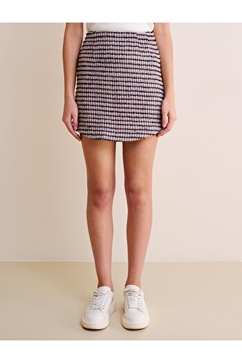 Jimmy Key Women's Mixed Slim Fit Pattern Knitted Mini Skirt