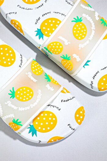 CARLA BELLA Gezer Fruity Αντιολισθητική Σόλα Παραλία Παντόφλες Πισίνας Ανανάς Unisex Παντόφλες Φρουτώδεις