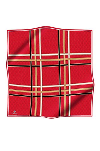 Vissona Women's Twill Silk Scarf Red Gold