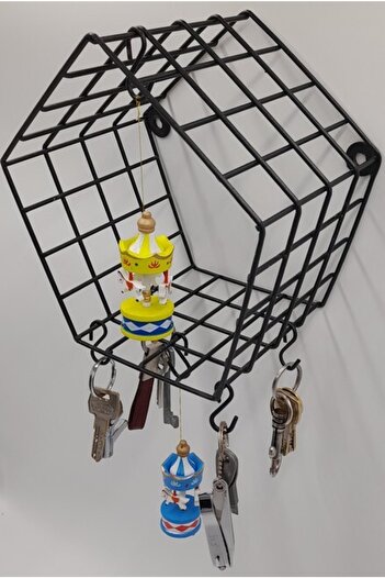 GO DEKOR New Model Pentagonal Metal - Wall Keychain Rack with 6 Hooks