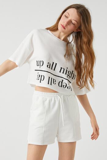 Koton Printed Crop Nightgown Top