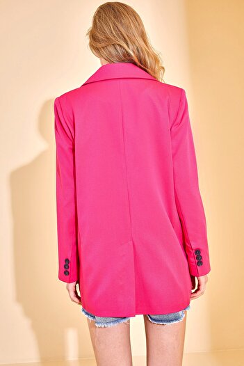 XHAN Women's Fuchsia Single Button Blazer Jacket 2YZK4-12708-07
