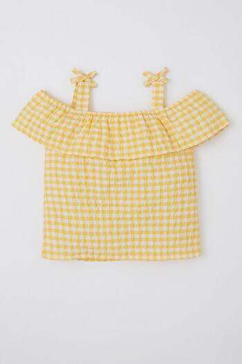 DeFacto Baby Girl Gingham virágos pántos ing