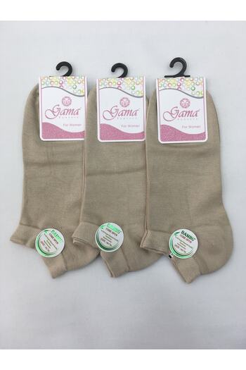 Gama Çorap 3 Pieces Bamboo Natural 100% Nylon Free Solid Colored Women's Summer Booties - Short Booties