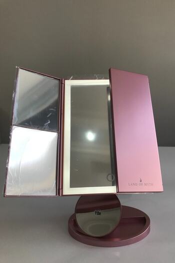LAND OF MYTH Lom2042- 1X-2X-3X+10X Zoom Makeup Mirror with 37 Led Lights, Foldable, Touchable (Rose Gold)