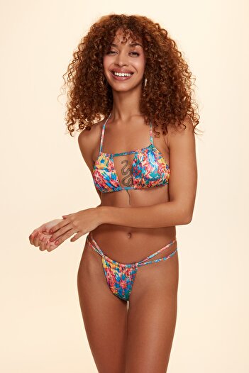 Genel Markalar Berta Bantlı String Bikini Tek Alt Gökkuşağı Desenli 229205