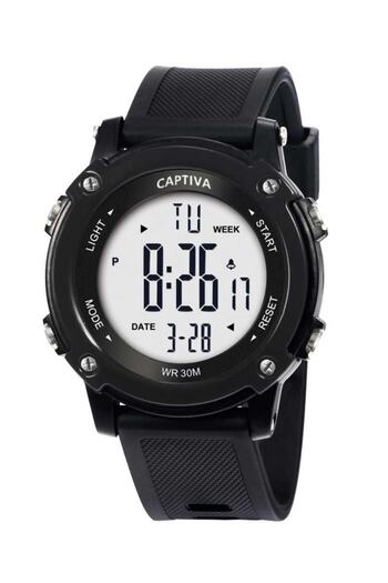 captiva Digital 30 Mt Water Resistant Lighted Alarm Children's Handle with Stopwatch and Calendar with Silicone Cord