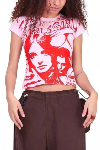 Köstebek Harajuku Fashion Girls Girls Pink Half γυναικείο μπλουζάκι Crop