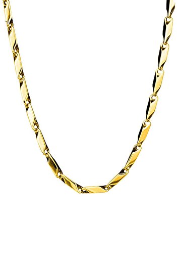 TREND COLLECTİON Sarı 316l Gold Çelik Küp Üçgen Erkek Kolye