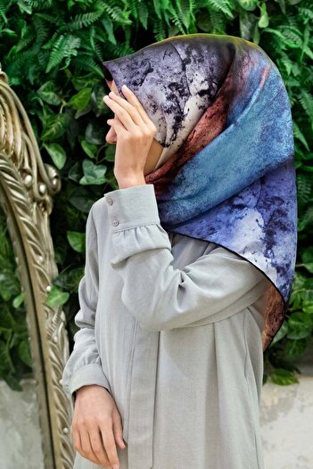 Vissona Γυναικείο μεταξωτό κασκόλ Twill Dusty Rose Indigo