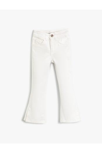 Koton Detailní rozpark s vysokým pasem Spaghetti Jeans Bavlna