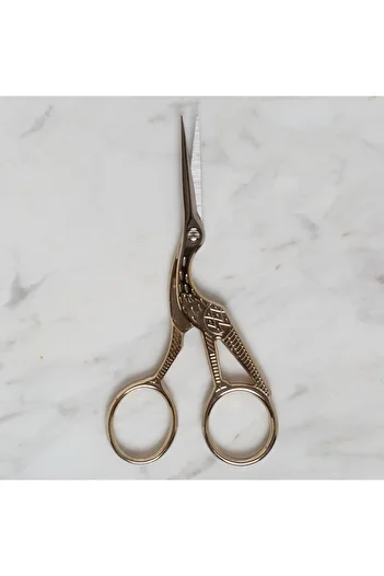 Yabalı Wild Swan Decorative Embroidery Scissors - Gold - Stork Scissors