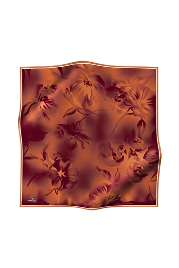 Vissona Γυναικείο Twill Μεταξωτό Κασκόλ Καφέ