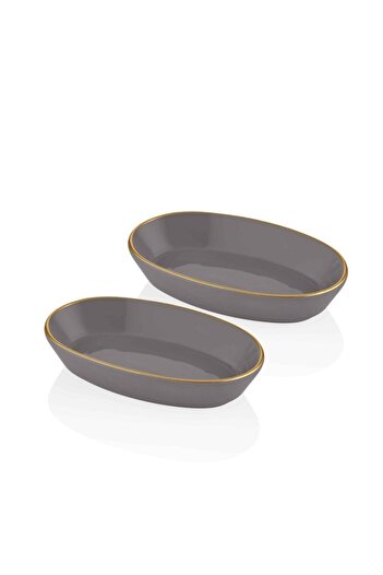 The Mia Basic Oval Service Gray - 26cm Set of 2