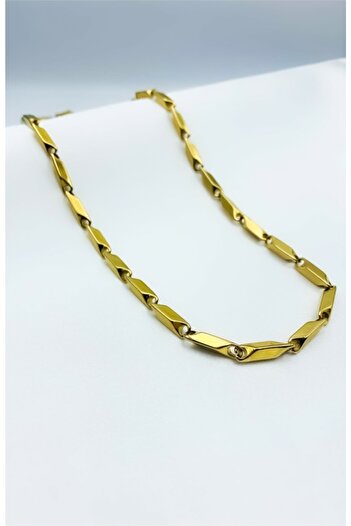 TREND COLLECTİON Sarı 316l Gold Çelik Küp Üçgen Erkek Kolye